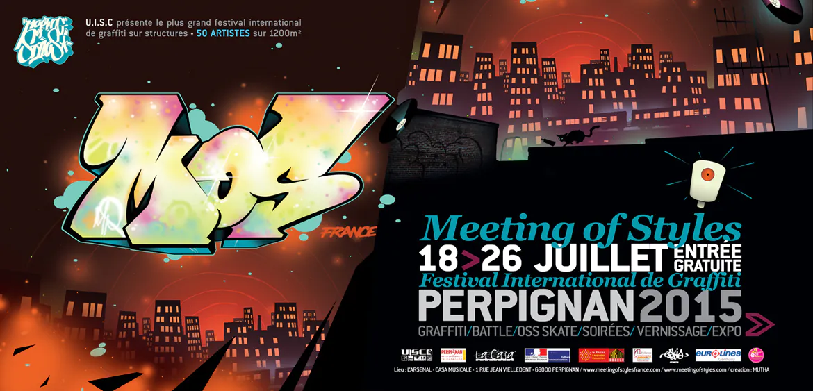 18-26 July 2015, Perpignan (France) 14 - Meeting of Styles: International Street Art & Graffiti affiche meeting of styles evenement perpignan 2k15 - Meeting of Styles: International Street Art & Graffiti
