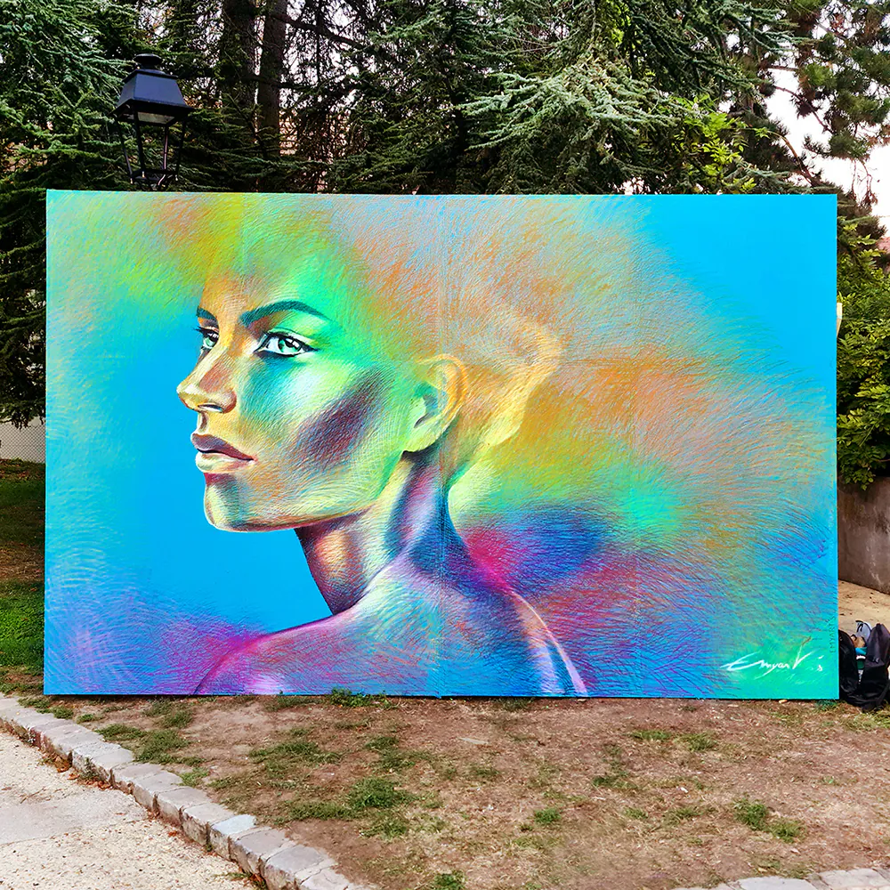EMYART'S 3 - Meeting of Styles: International Street Art & Graffiti EMYARTS.OIL PASTELS.4x2M.FESTIVAL ANTONY 2022 1 BD