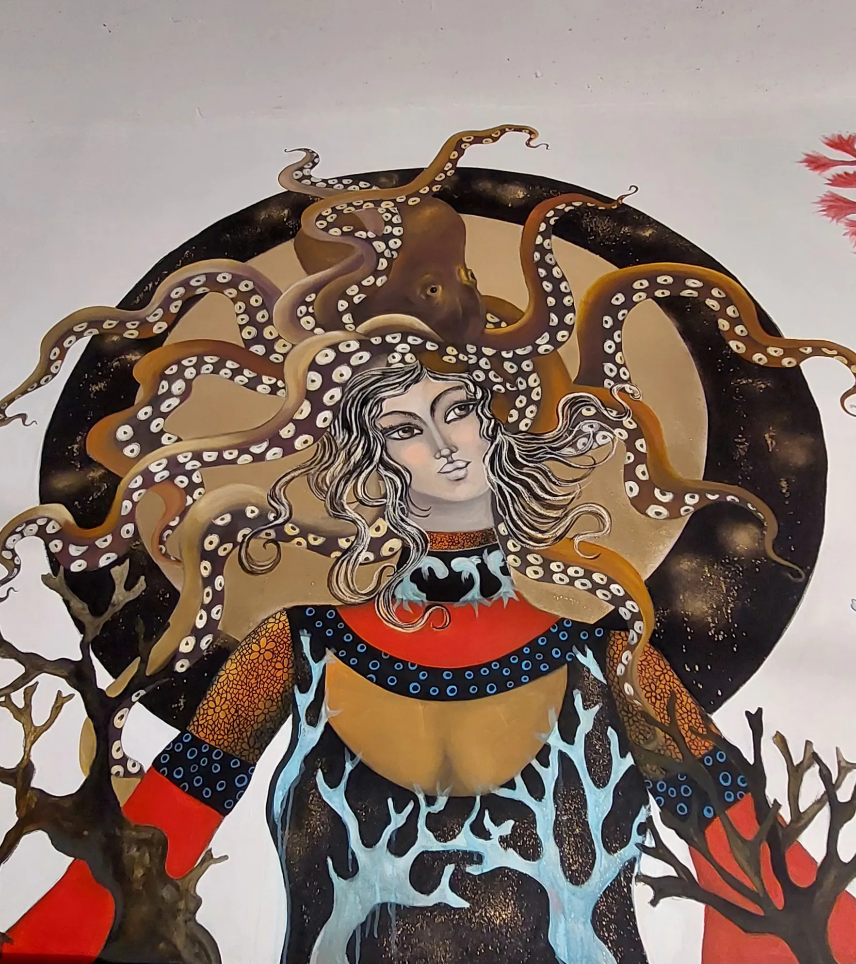 Demoiselle O0ctopus pour un evenement artistique a Bruxelles mur 6mx4m