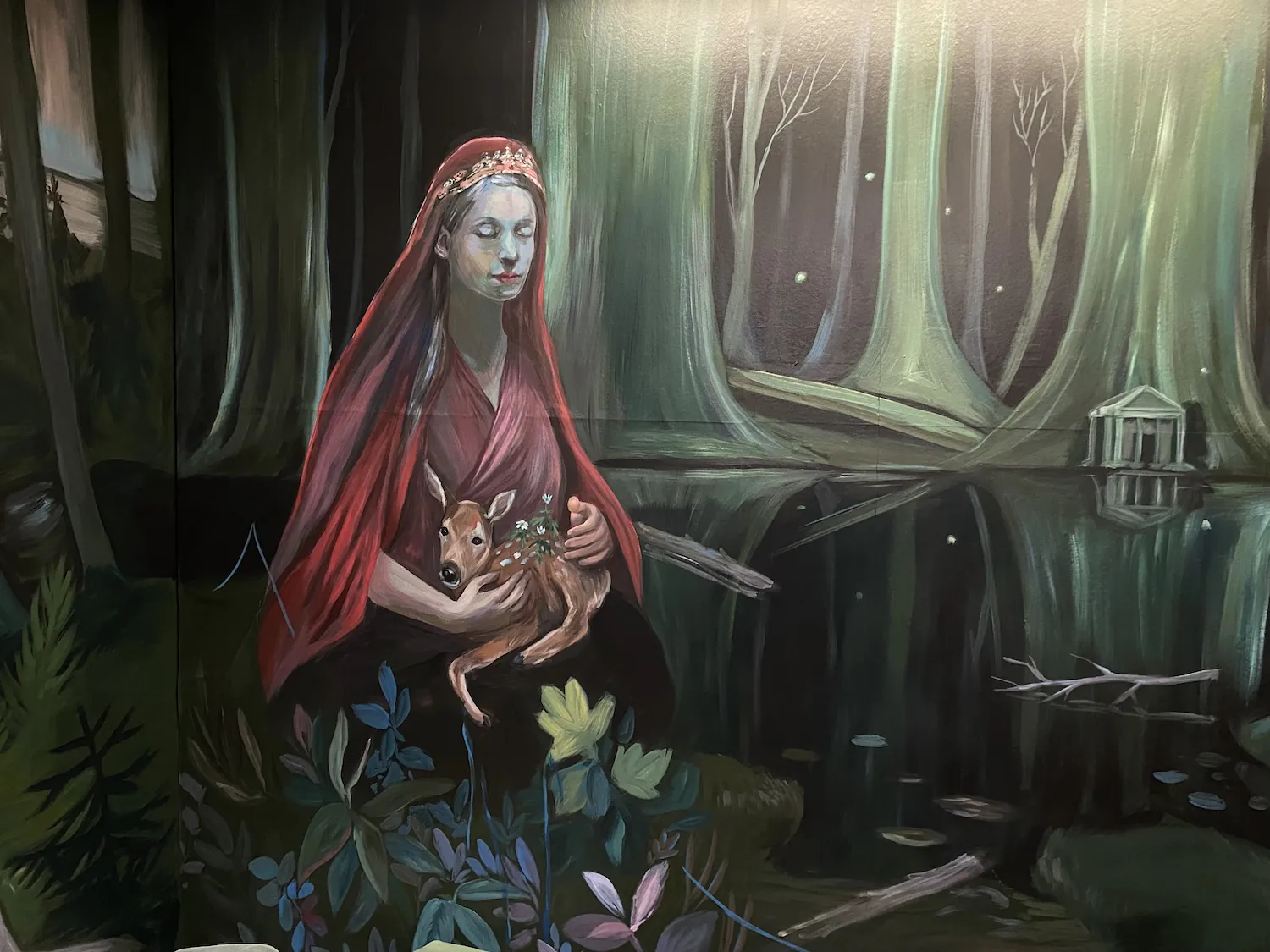 Demolition art exhibition Magical forest mural titled "Lullaby" 2025