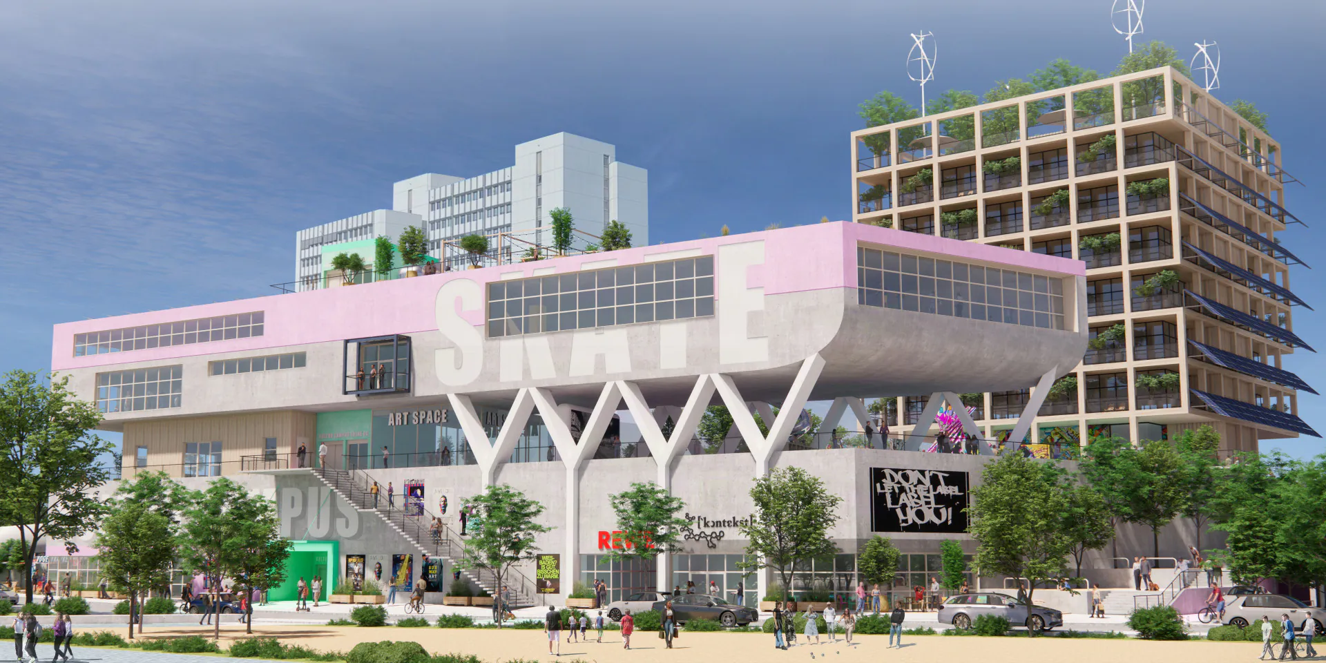 campus 1920 kultur campus wiesbaden symbiotic city urban development landmark 01 3dlx cr - Meeting of Styles: International Street Art & Graffiti